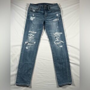 American Eagle Jeans Mens 29x30 AirFlex Plus Athletic Skinny Distressed Denim